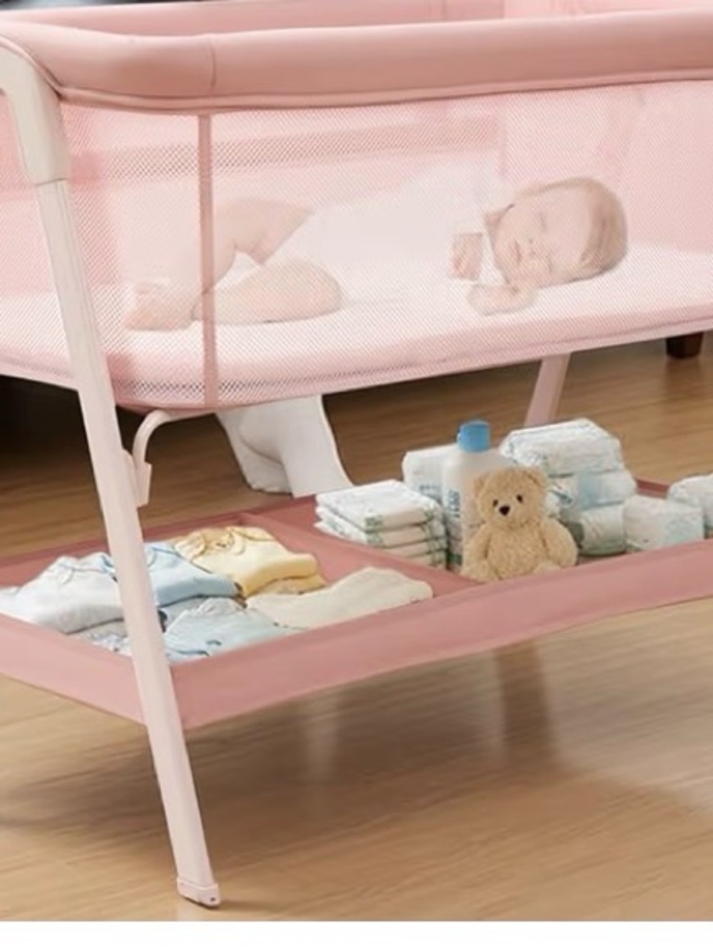 Pink Baby Bassinet with Under-Seat Storage - Brand Unspecified